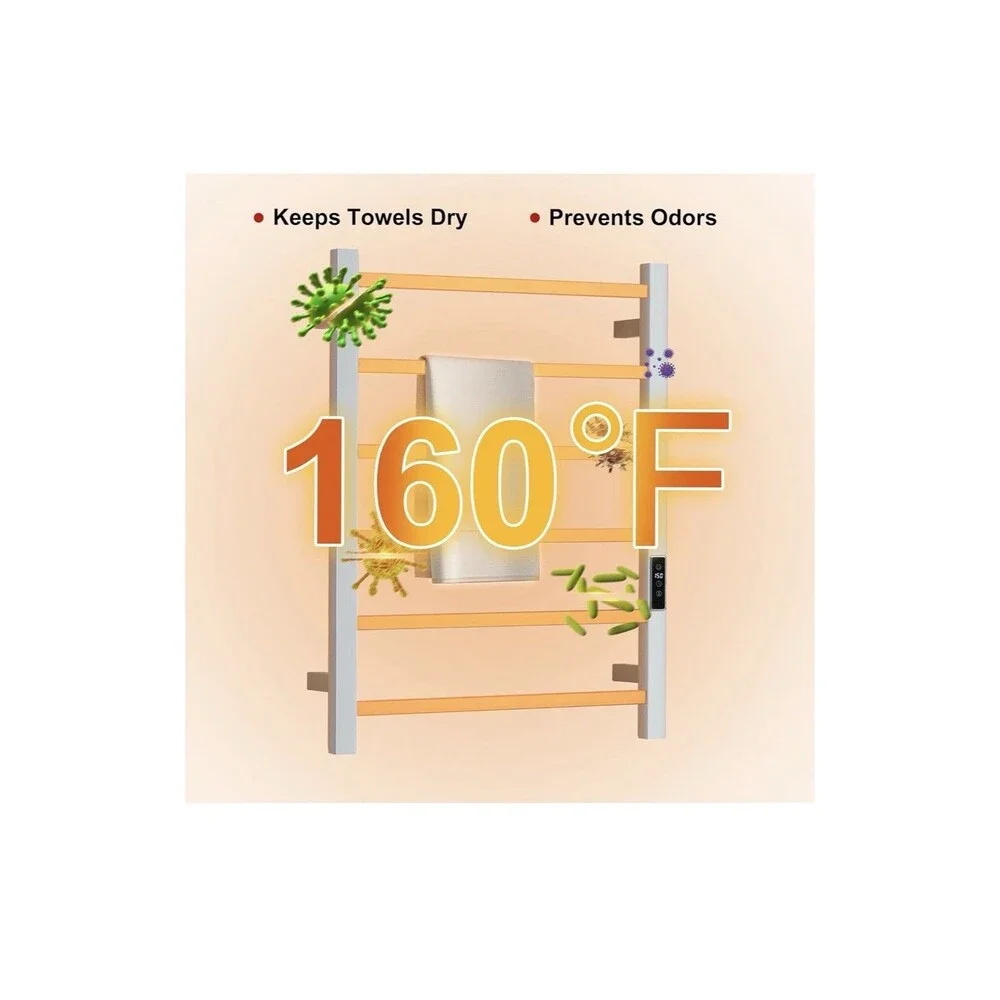 Towel Warmer 6 Bar Electric Heated Towel Rack Wall Mount Plug-in/Bath Towel Heat